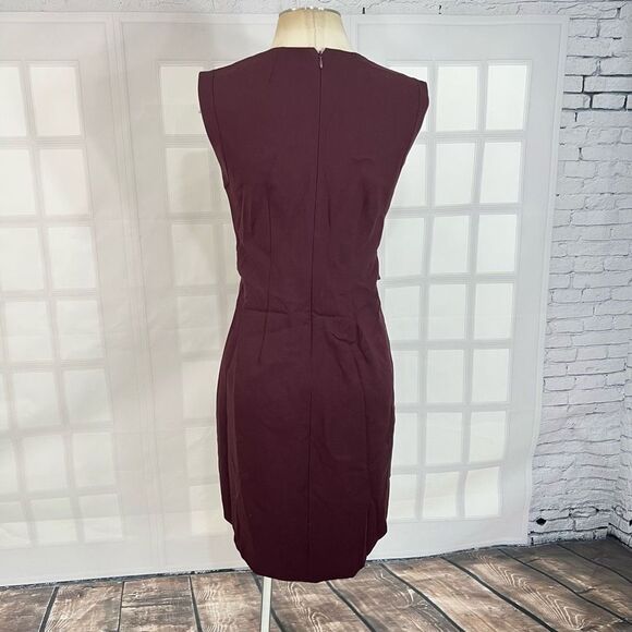 J. Crew Women's Sleeveless Belted Burgundy Sheath Wool Mini Dress Size 2 - Picture 6 of 11